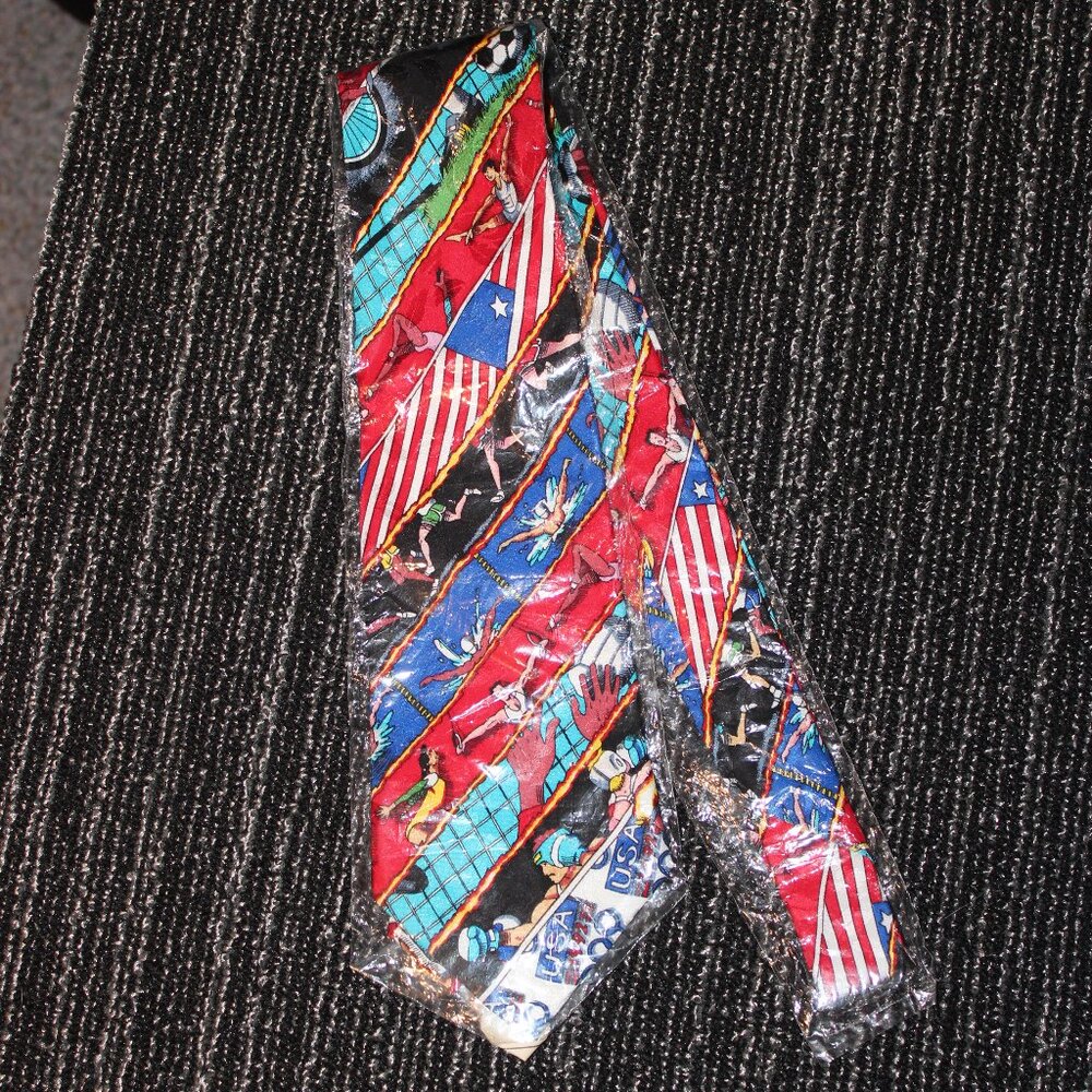 Limited Edition Nicole Miller 1992 Summer Olympic Games US Team Silk Necktie NWT